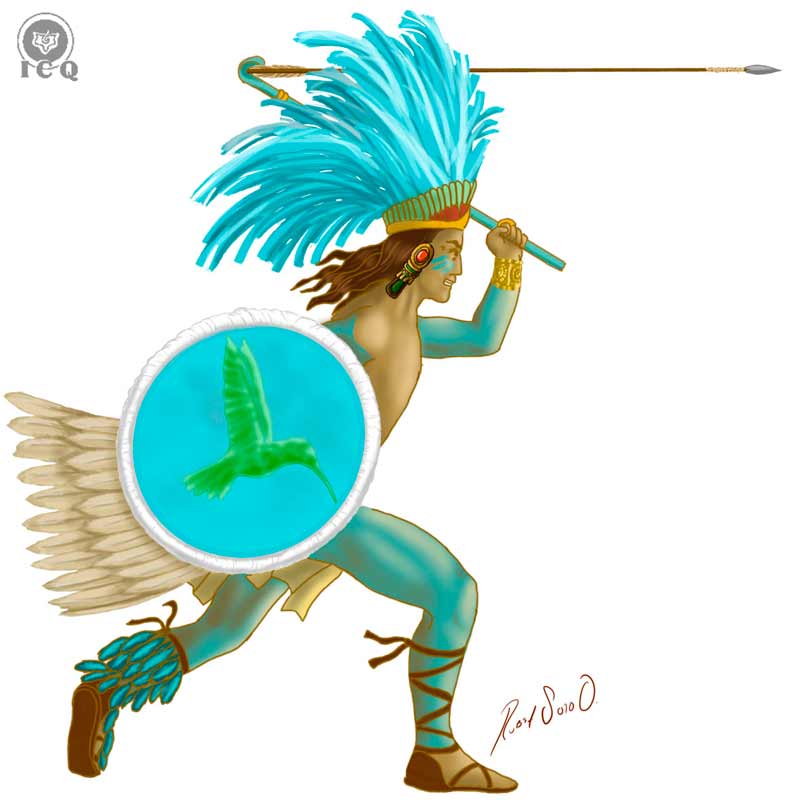 “Colibrí Zurdo” Huitzilopochtli con su lanza dardos