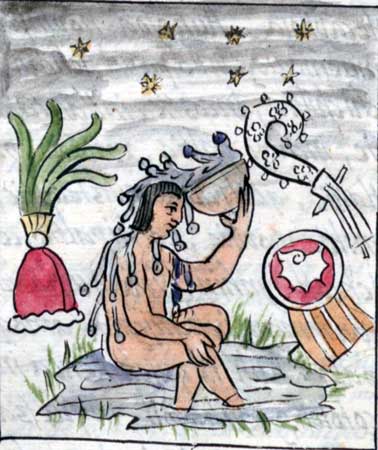 Quetzalcóatl en su baño ritual [Códice Florentino]