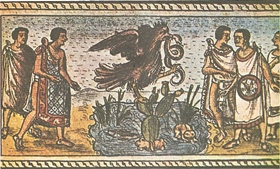 Imagen 1: Fundación de la Ciudad de México. Extracto del códice Durán. S. XVI.