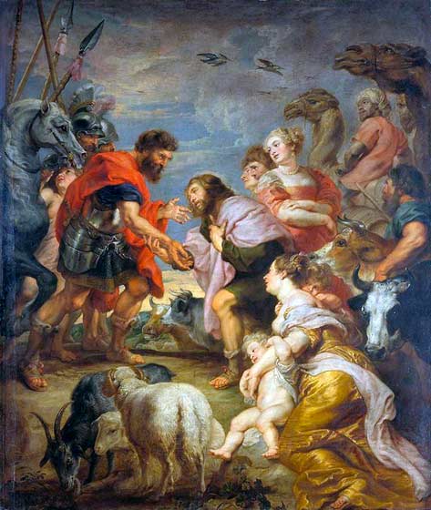 La reconciliación de Jacob y Esaú. Pedro Pablo Rubens. Entre 1625 y 1628