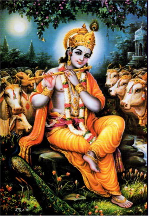 Imagen del Señor Krsna de uso común y de autor anónimo.