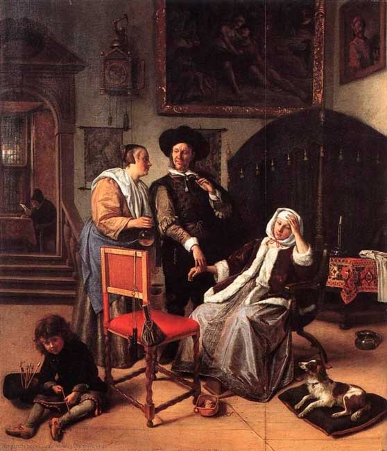 Jan Havicksz Steen año:(1658-1662). Nombre: La Visita del Médico.
