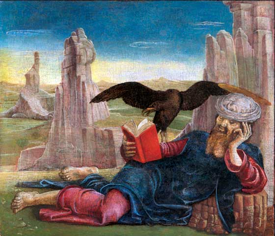 “San Juan Evangelista en Patmos”. Cosmè Tura. (1470 – 1475).