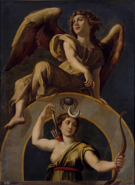 “La Luna. Diana con el signo de Cáncer”. Facchetti, Pietro, copia de Rafael (Siglo XVI).