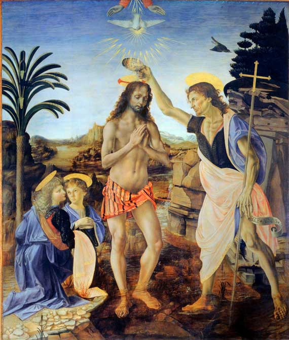 “El Bautismo de Jesús”. Andrea del Verrocchio  (1435–1488) Leonardo da Vinci  (1452–1519)