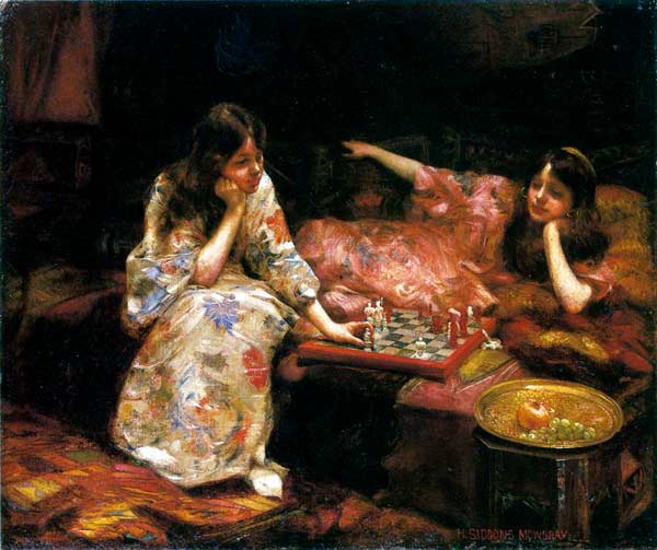 La partida de ajedrez. Henry Siddons Mowbray. 1890.