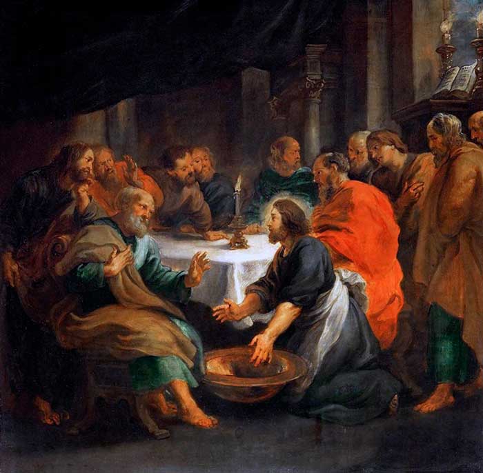 Cristo lavando los pies de los apóstoles. Peter Paul Rubens.