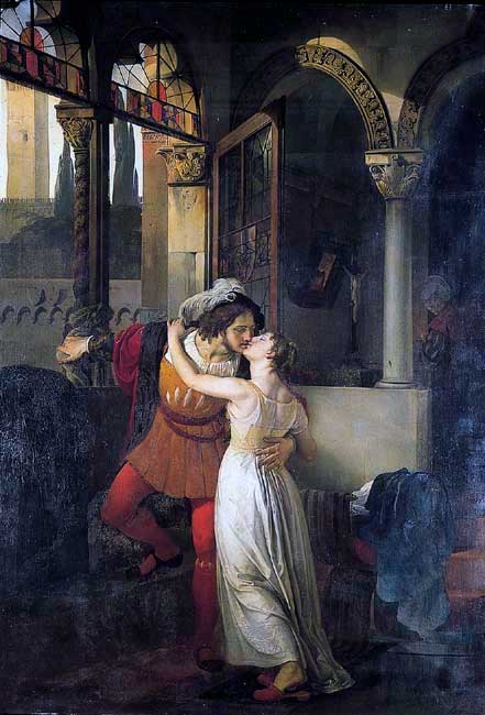 El último beso de Romeo y Julieta. Francesco Hayez. 1823.