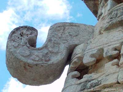 Nariz del dios de la lluvia maya (Chaac). [Chichén Itzá. Yucatán México]