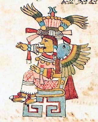 Flor Preciosa (Xochiquétzal) con su nariguera lunar símbolo del control de las energías creadoras femeninas. [Códice Ríos]